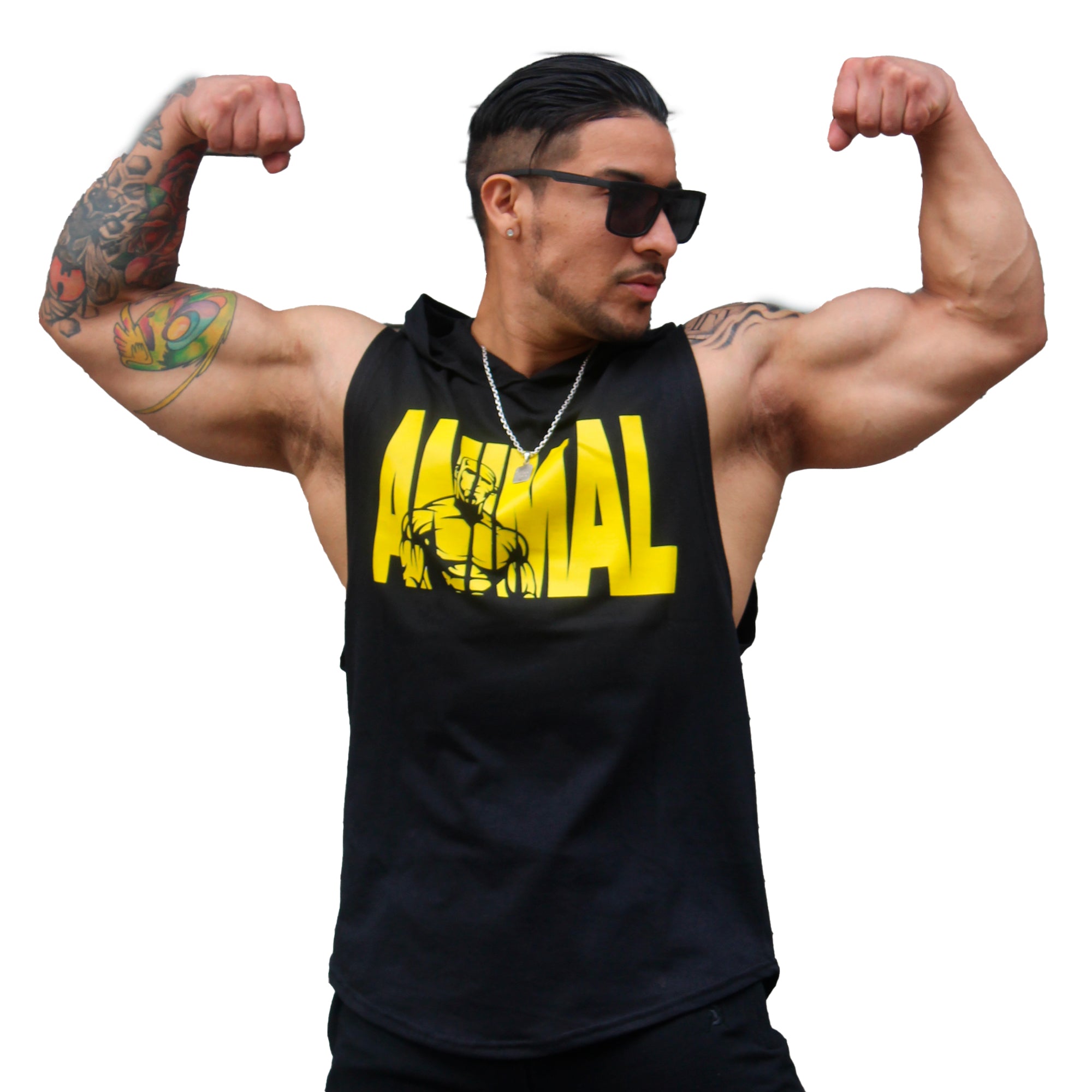 Polera Musculosa Capucha Animal negro
