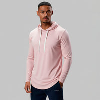 Polera Long Fit Capucha ademan lisa palo rosa