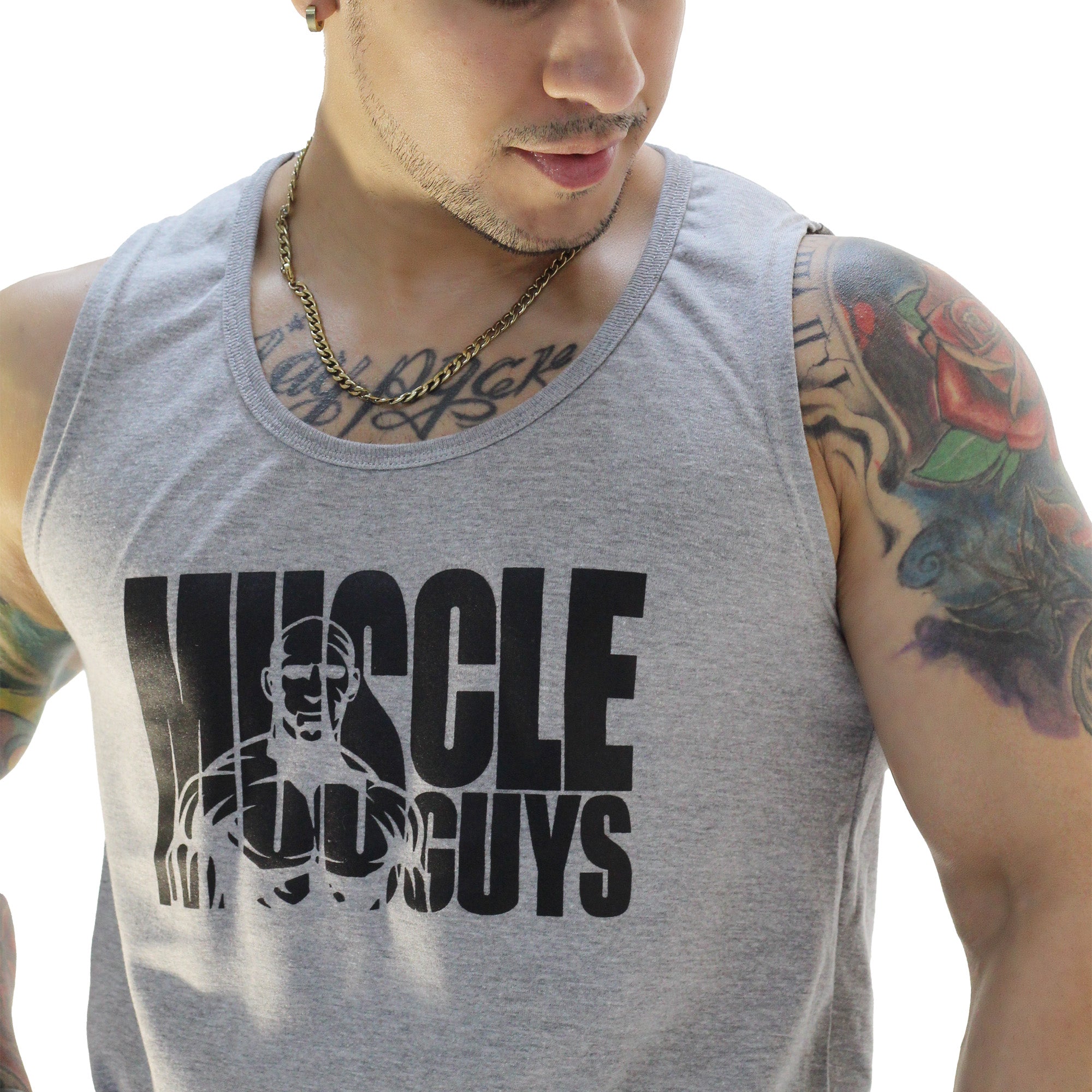 Polera Musculosa Cuello redondo Muscle Guys manga cero gris