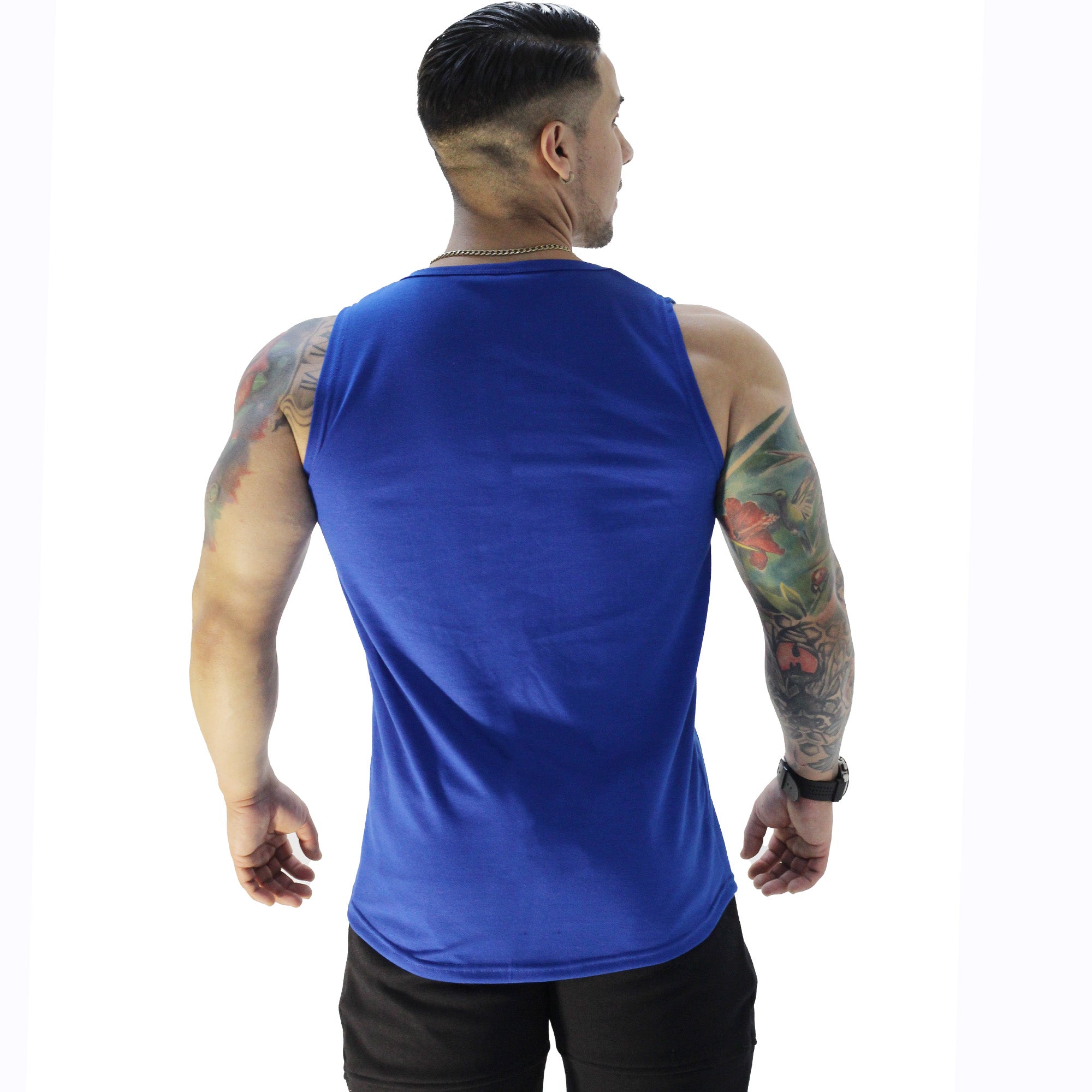 Polera Musculosa Cuello redondo Muscle Guys manga cero azul