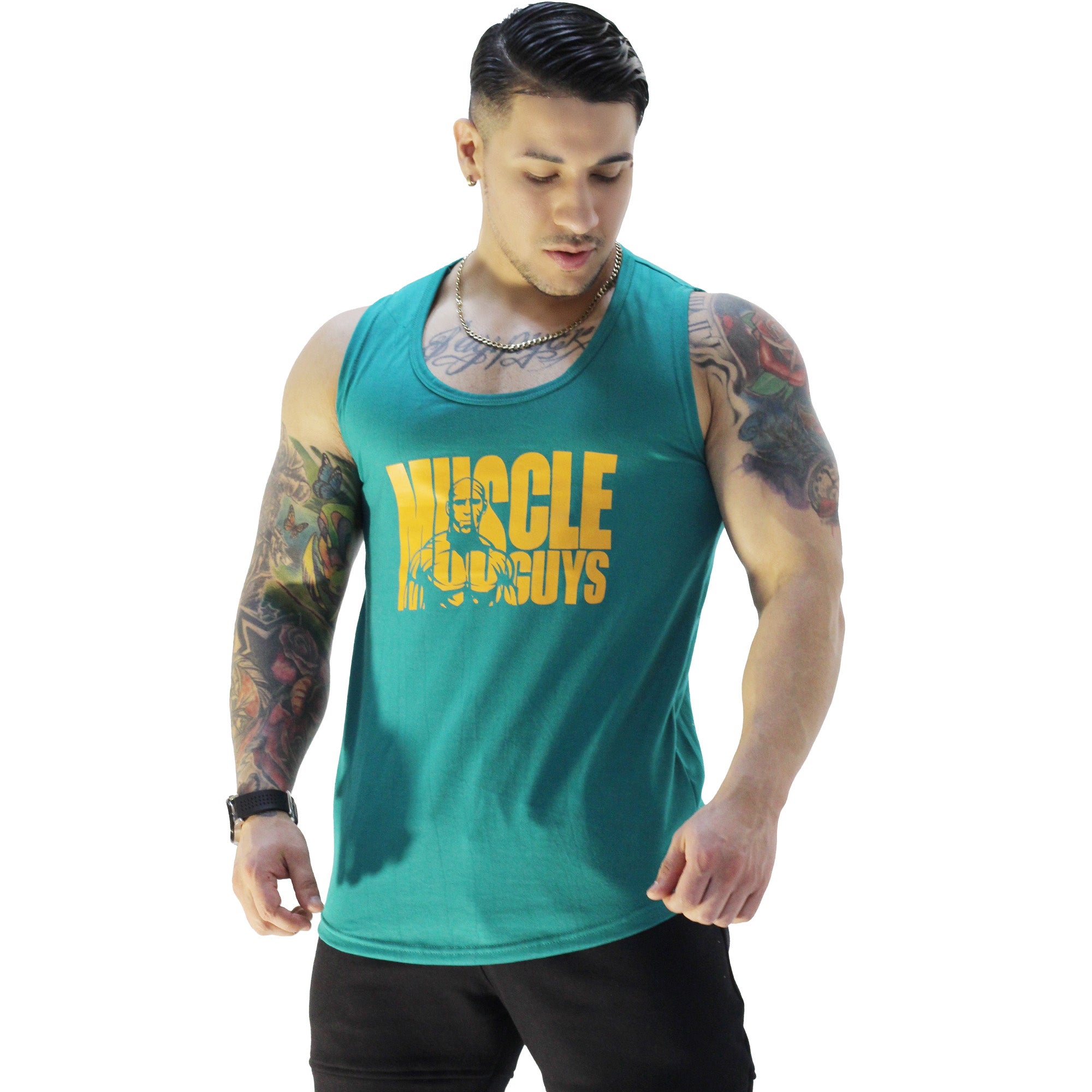 Polera Musculosa Cuello redondo Muscle Guys manga cero jade