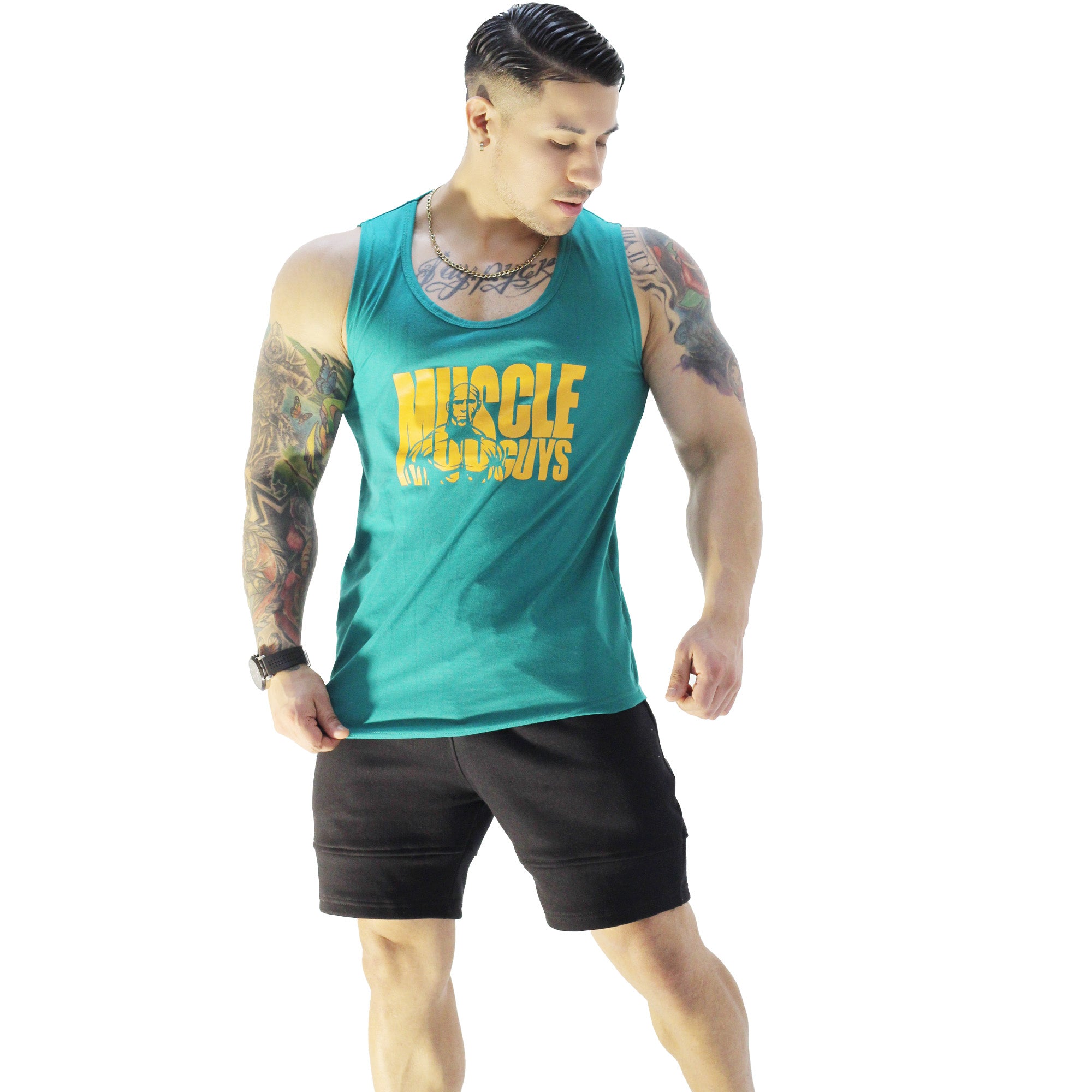 Polera Musculosa Cuello redondo Muscle Guys manga cero jade