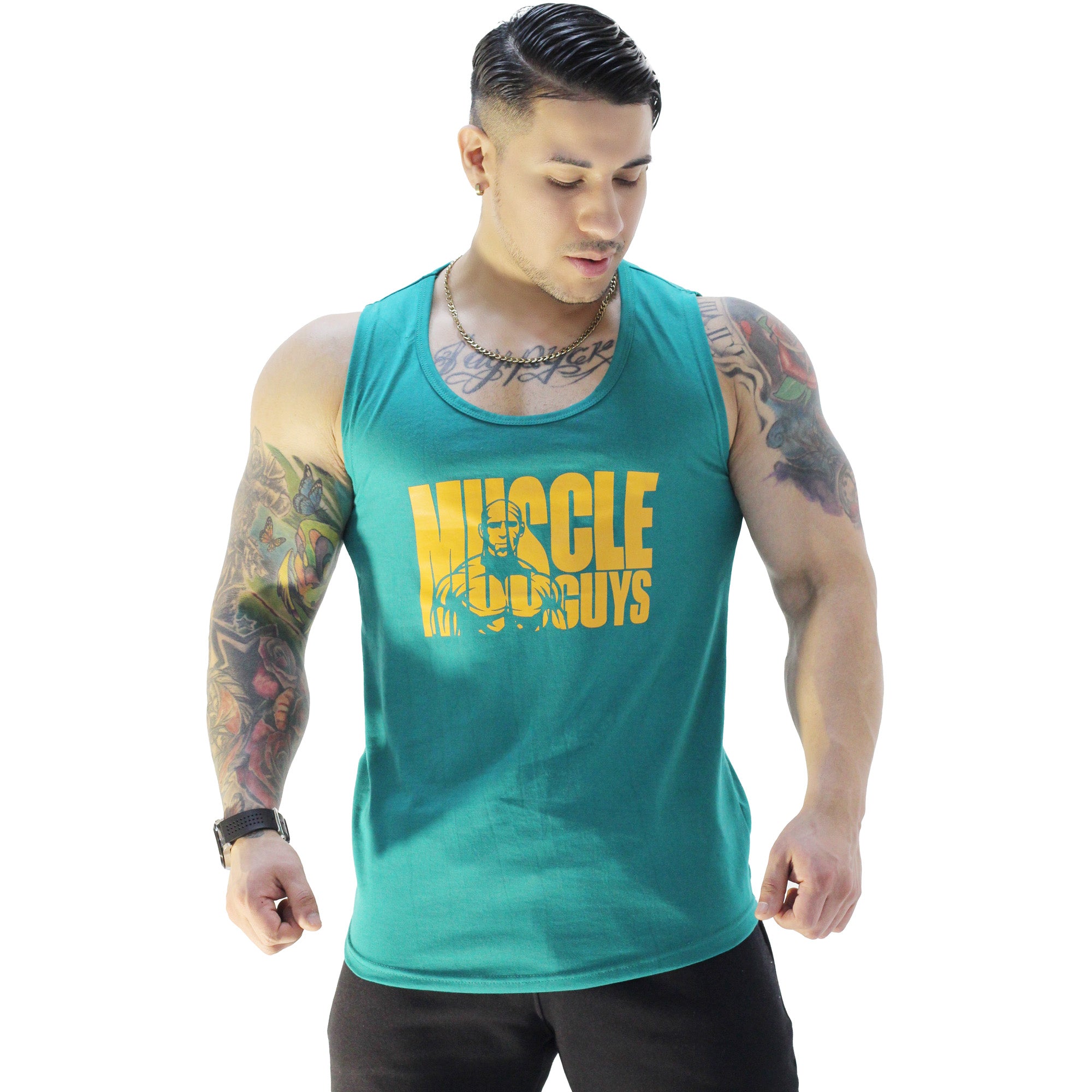 Polera Musculosa Cuello redondo Muscle Guys manga cero jade