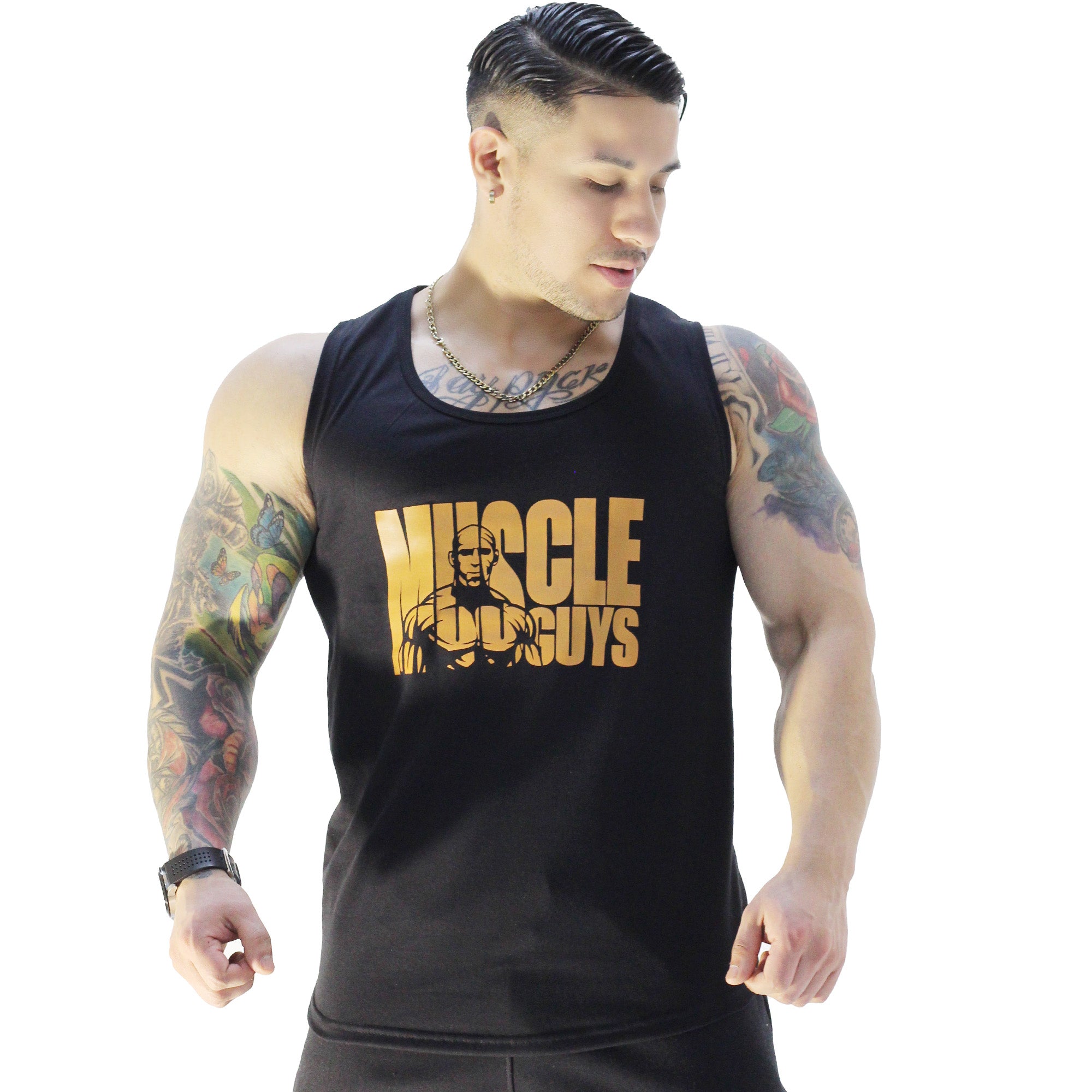 Polera Musculosa Cuello redondo Muscle Guys manga cero negro