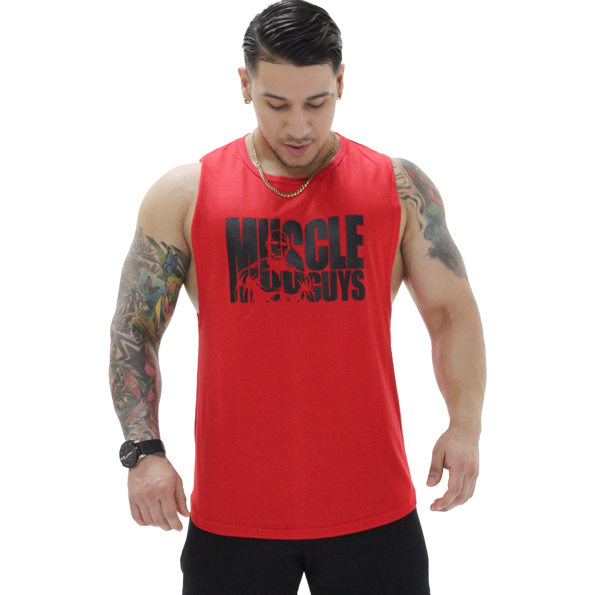 Polera Musculosa Cuello redondo Muscle Guys manga cero rojo