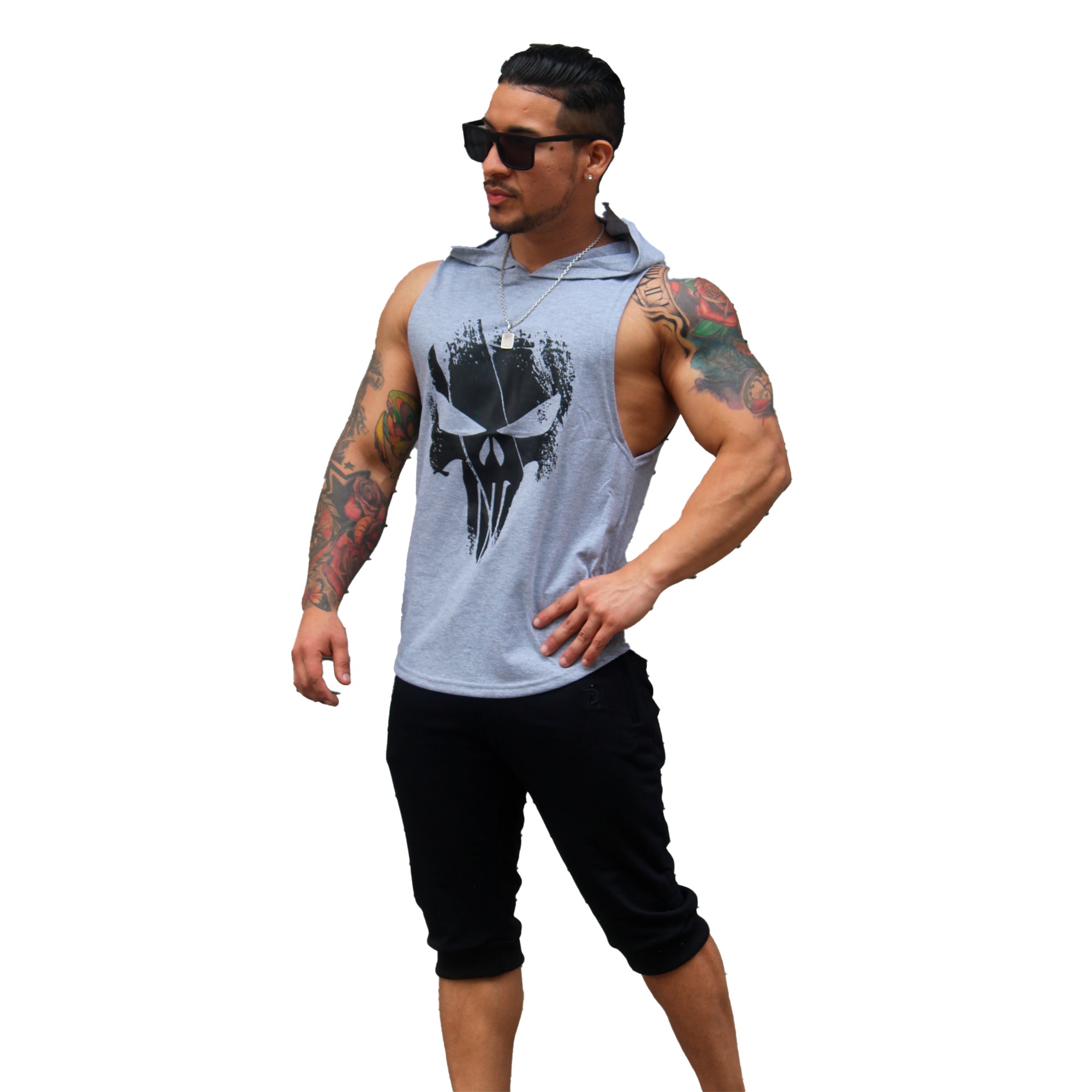 Polera Musculosa Capucha The punisher Gris