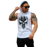 Polera Musculosa Capucha The punisher blanco