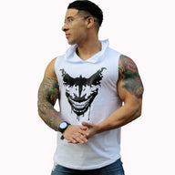 Polera Musculosa Capucha Joker vs Batman blanco