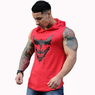 Polera Musculosa Capucha Joker vs Batman rojo