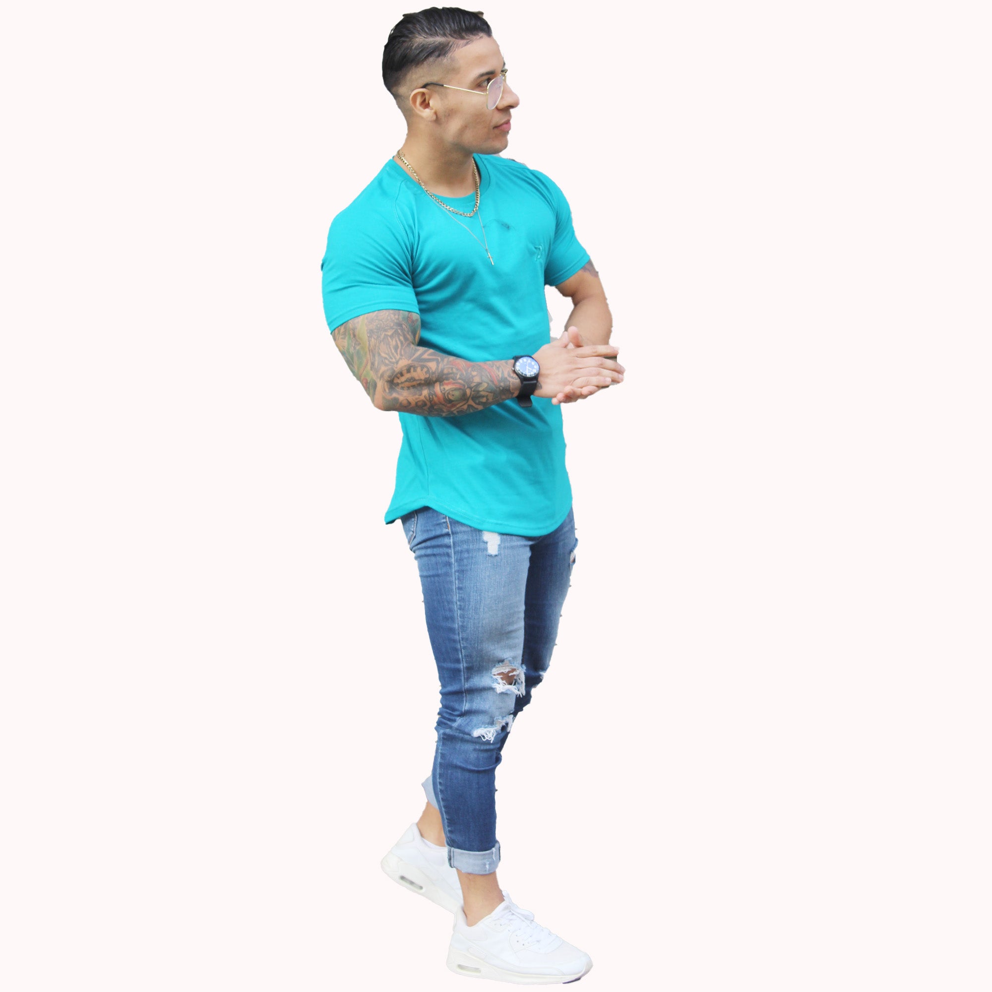Polera slim fit aress x ademan turquesa