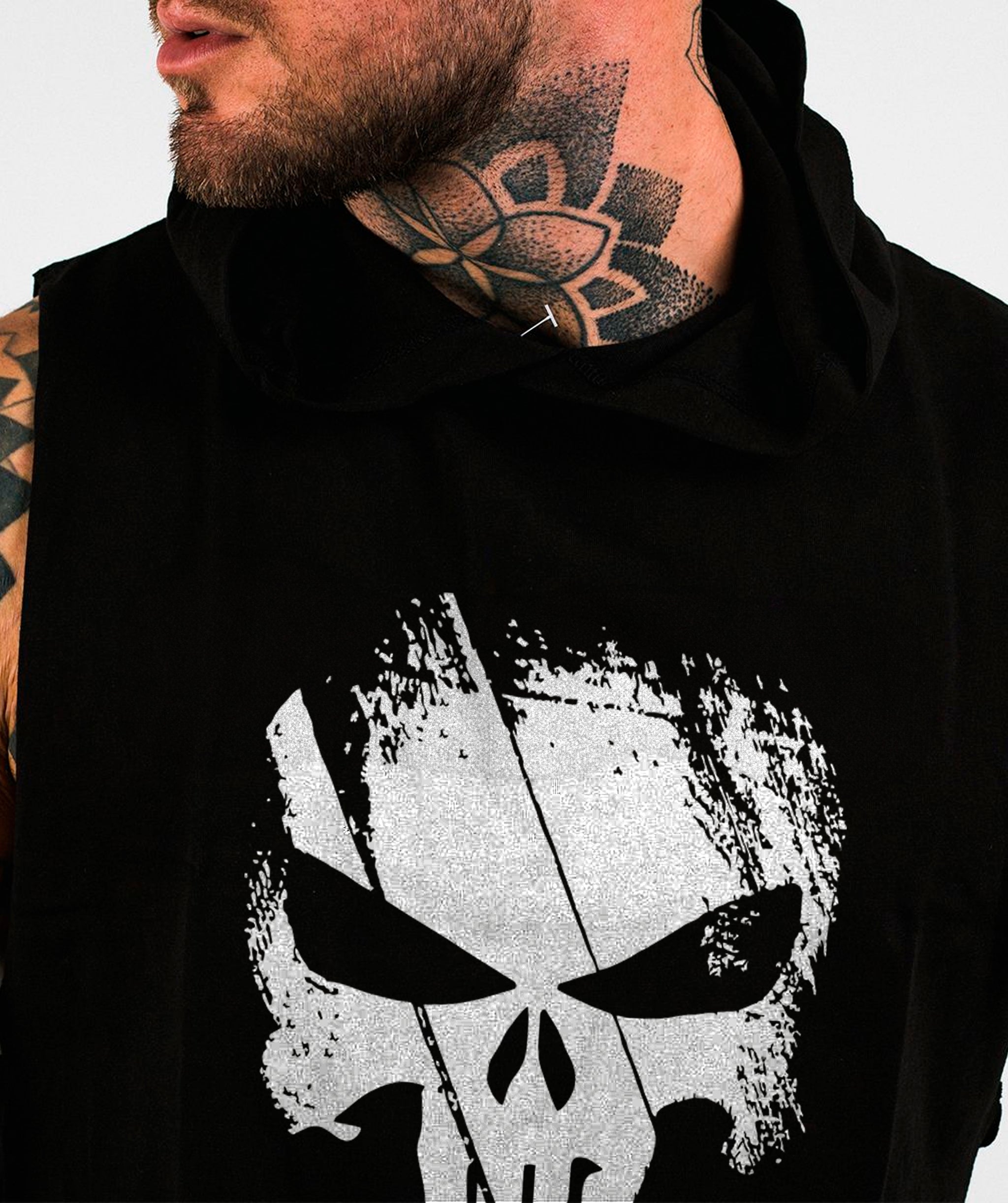 Polera Musculosa Capucha The punisher negro