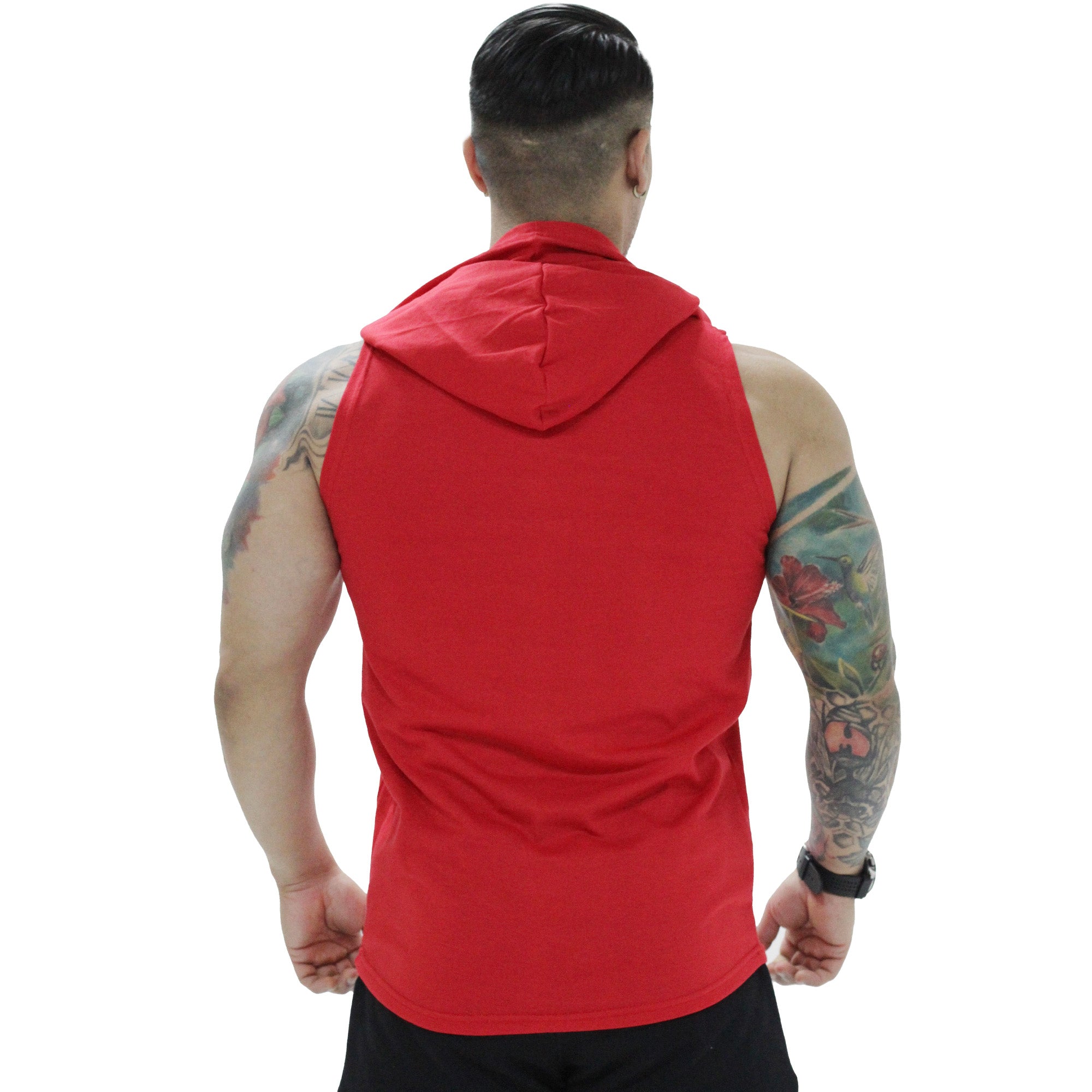 Polera Musculosa Capucha gym warrior manga cero rojo