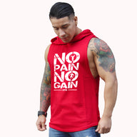 Polera musculosa con capucha nopain nogain red-white