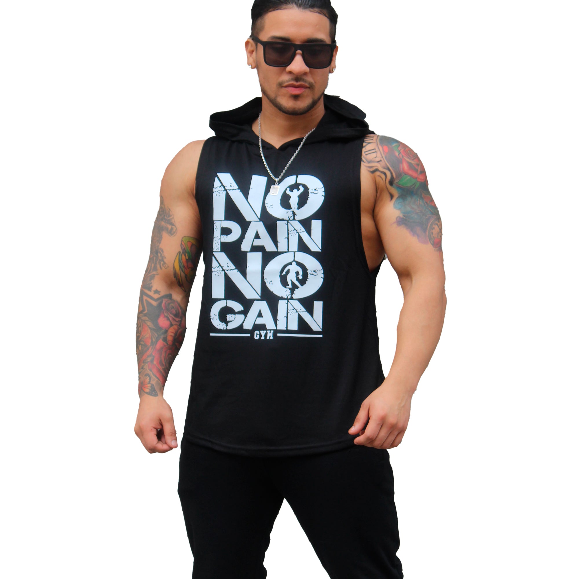 Polera Musculosa Capucha Nopain Nogain Negro