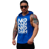 Polera Musculosa Capucha Nopain Nogain Azul rey