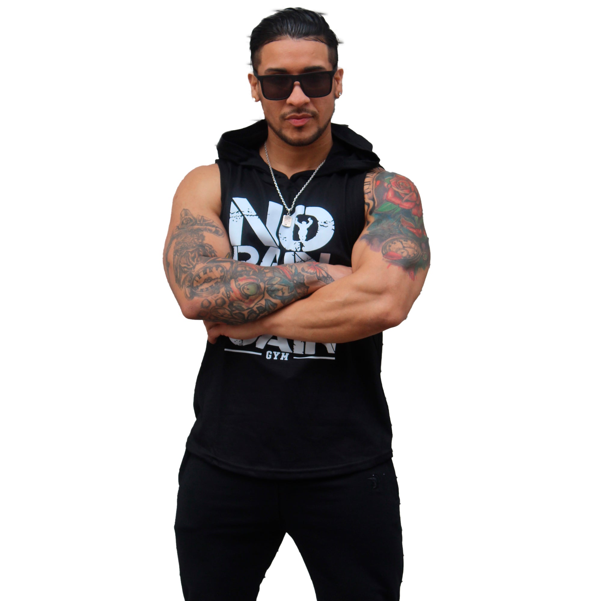 Polera Musculosa Capucha Nopain Nogain Negro