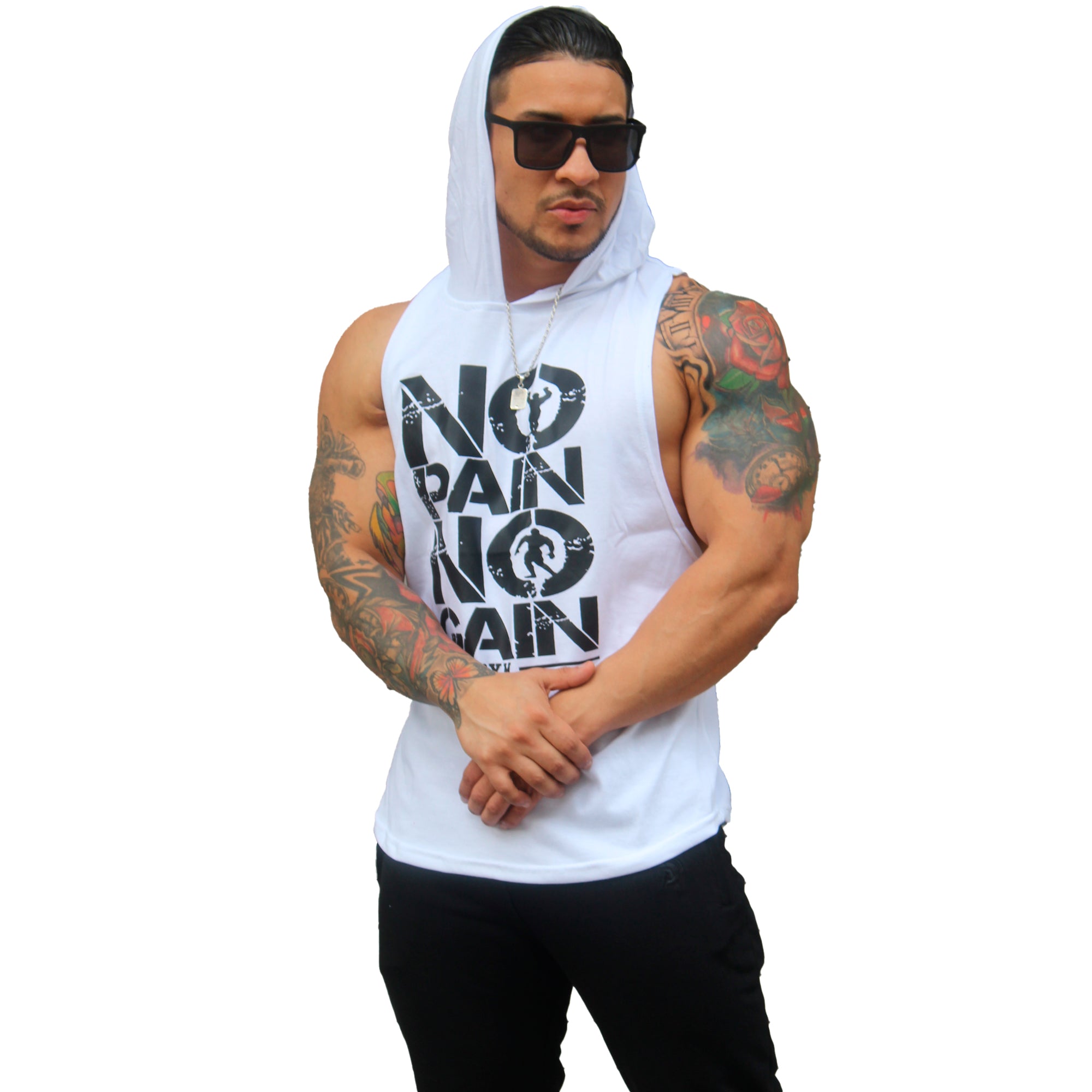 Polera Musculosa Capucha Nopain Nogain blanco