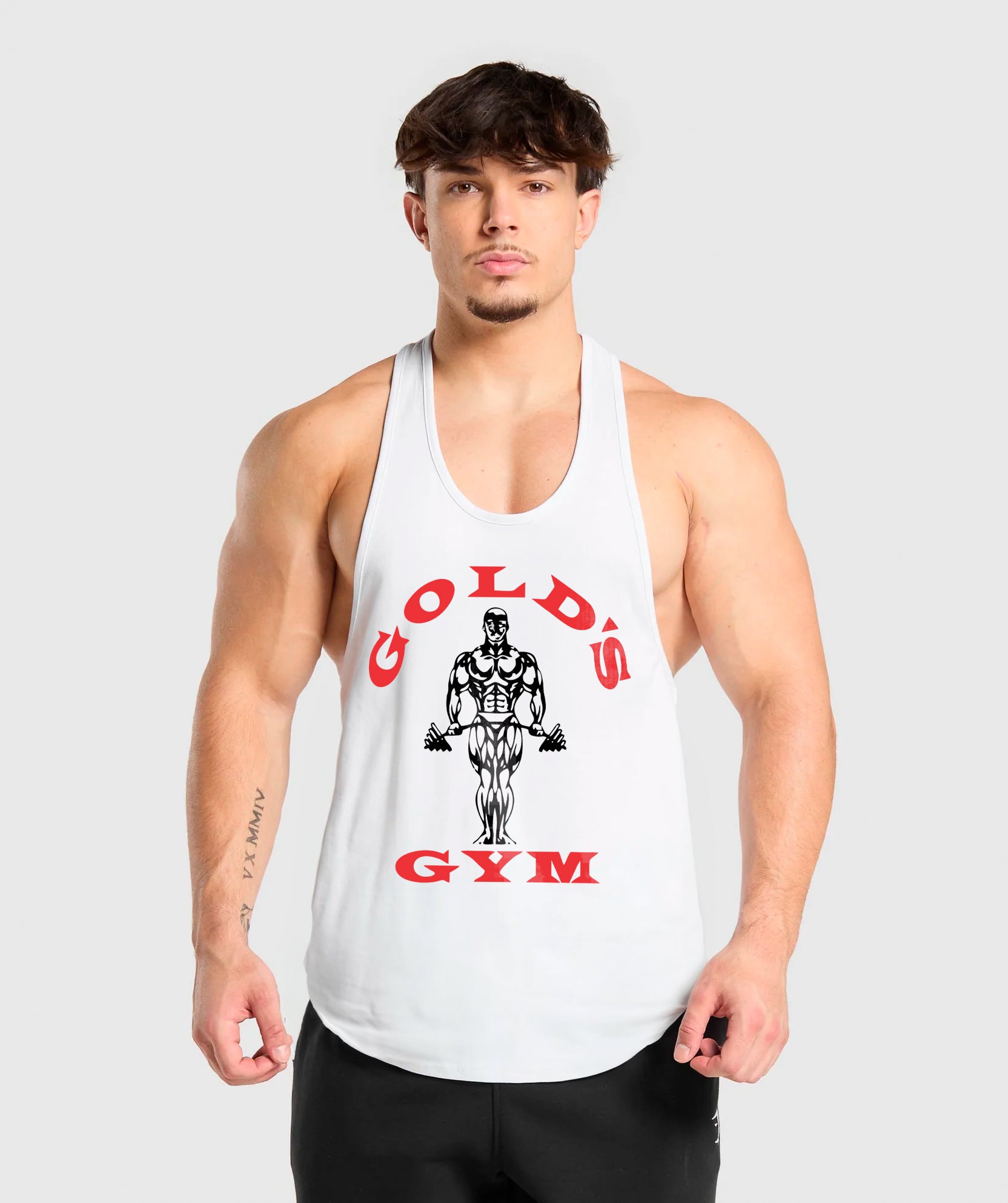 polera musculosa tirante gold gym blanco
