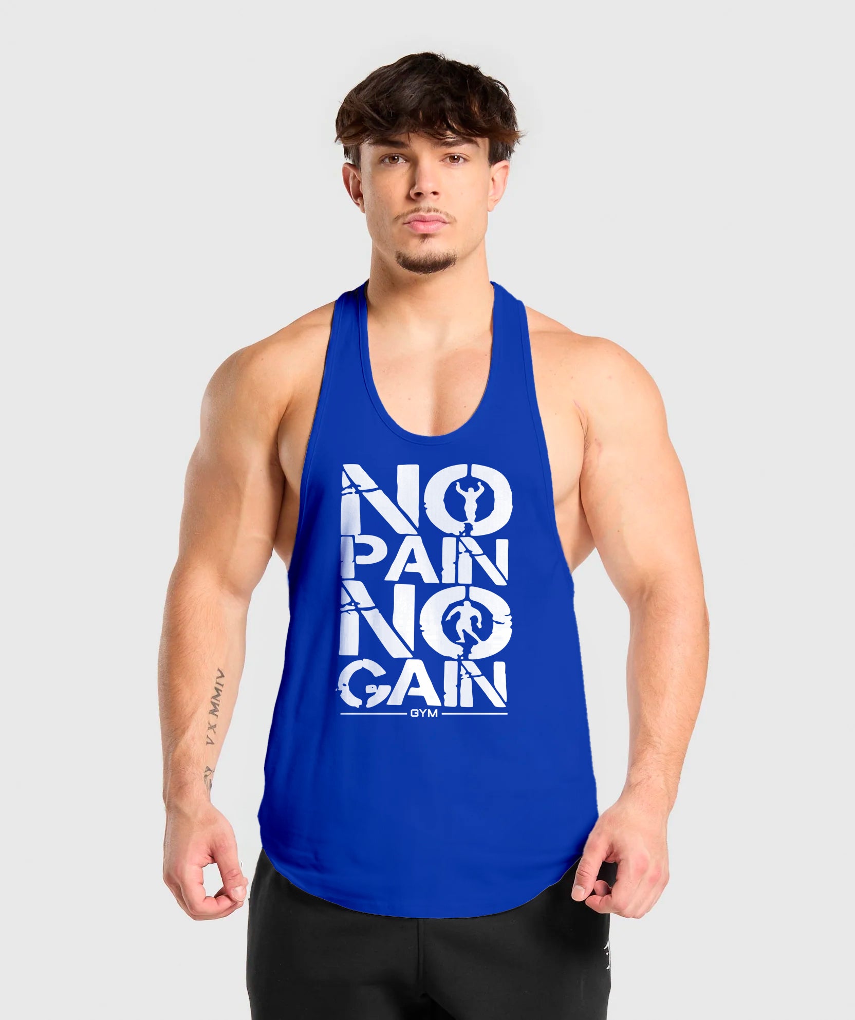 polera musculosa tirante nopain nogain azul rey