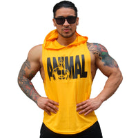 Polera Musculosa Capucha Animal amarillo oro