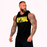 Polera Musculosa Capucha Animal negro