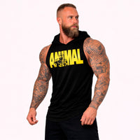 Polera Musculosa Capucha Animal negro