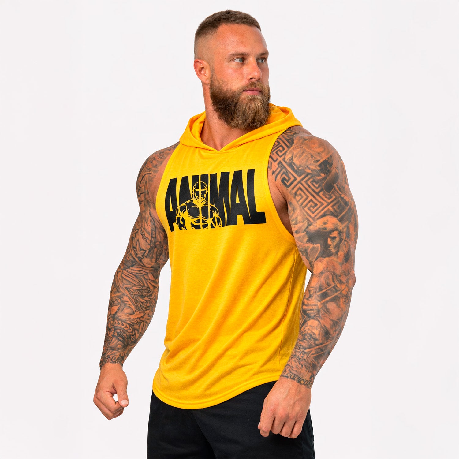 Polera Musculosa Capucha Animal amarillo oro