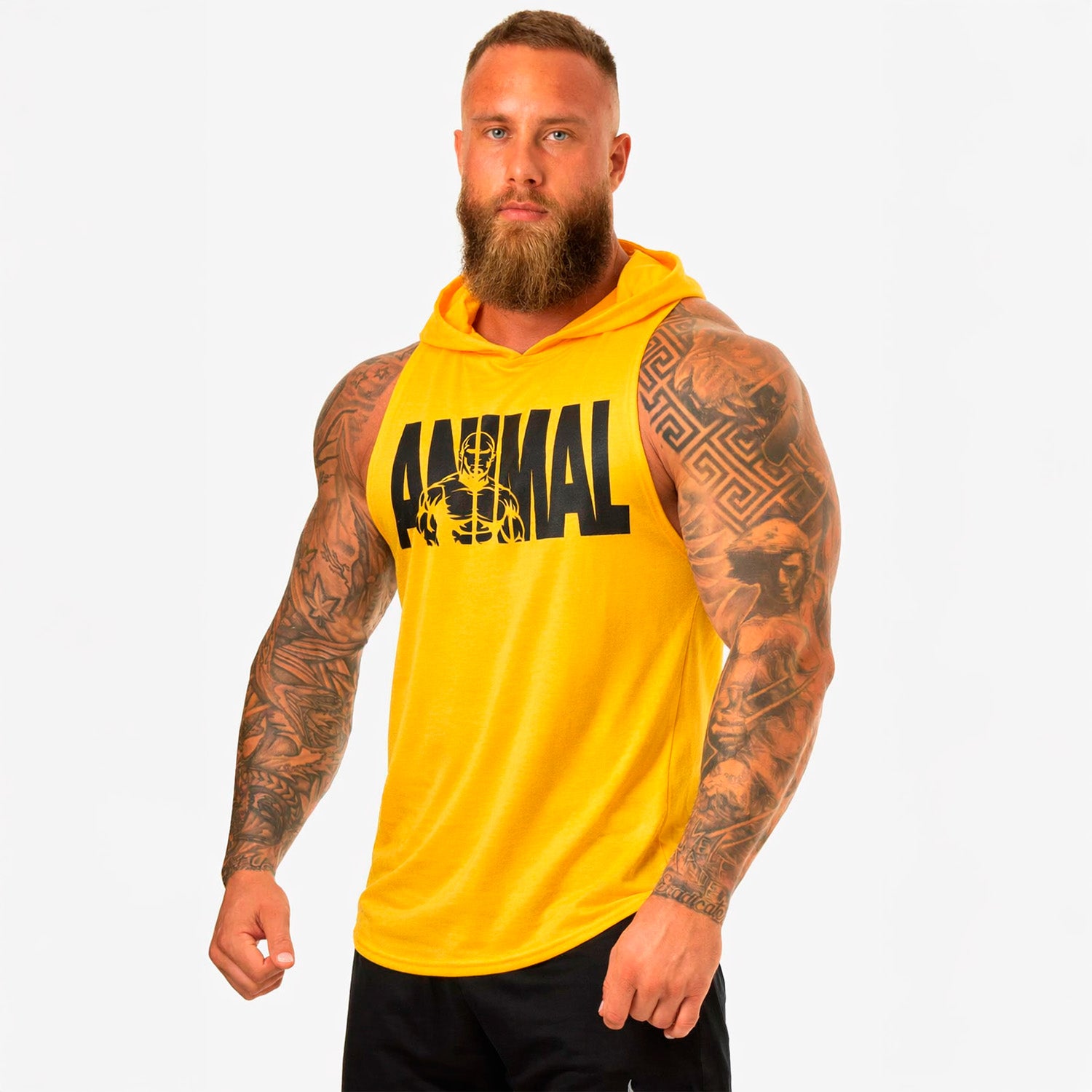 Polera Musculosa Capucha Animal amarillo oro