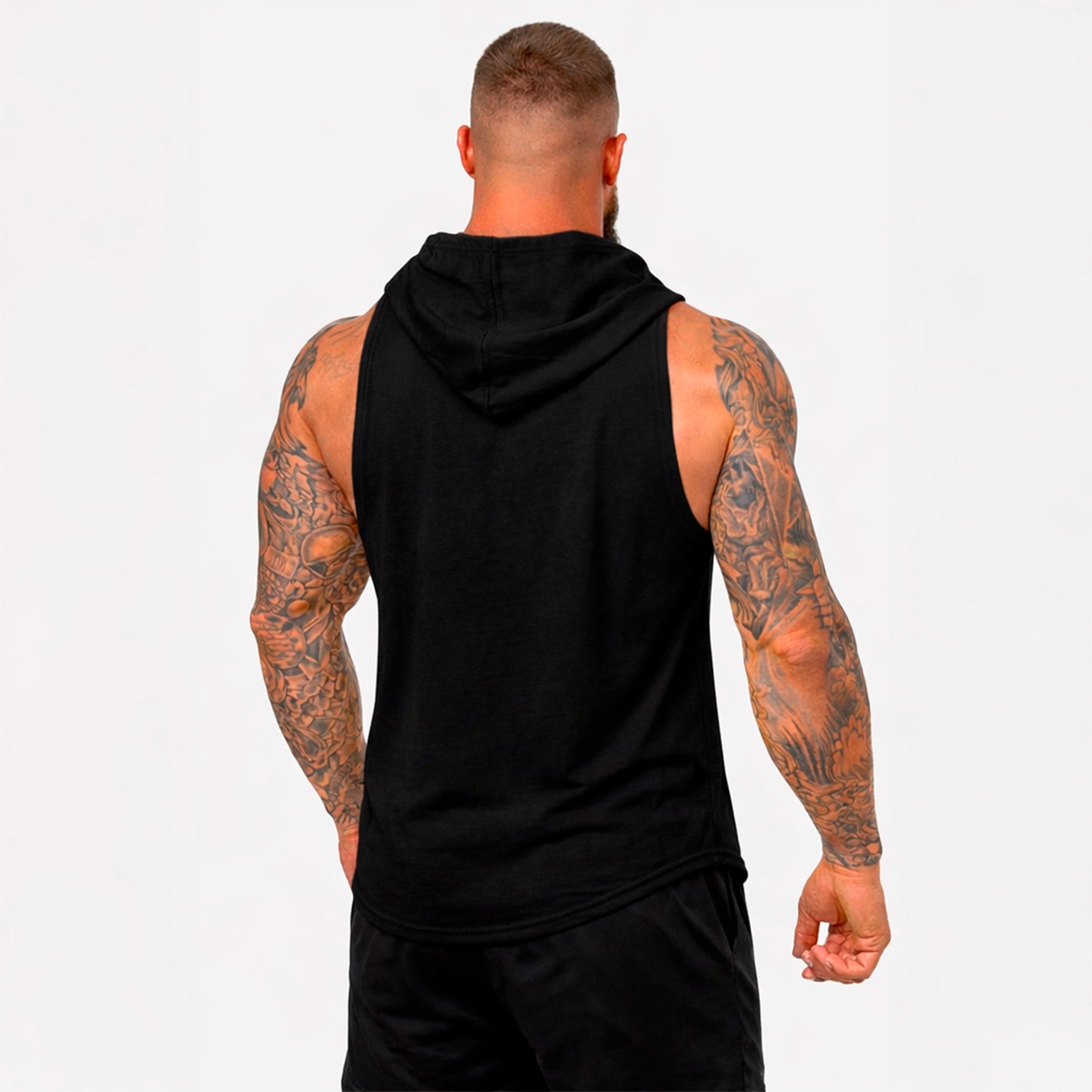 Polera Musculosa Capucha Animal negro