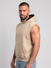 Polerón Musculosa con Capucha lisa Premium | Sand