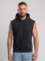 Polerón Musculosa con Capucha Acid Wash  | Black