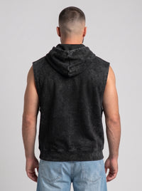 Polerón Musculosa con Capucha Acid Wash  | Black