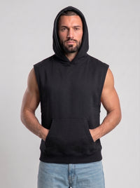 Polerón Musculosa con Capucha lisa Premium | Black