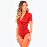 Mujer Body Cuello en V Manga corta
