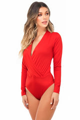 mujer Body Cuello en V Manga Larga
