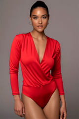 mujer Body Cuello en V Manga Larga