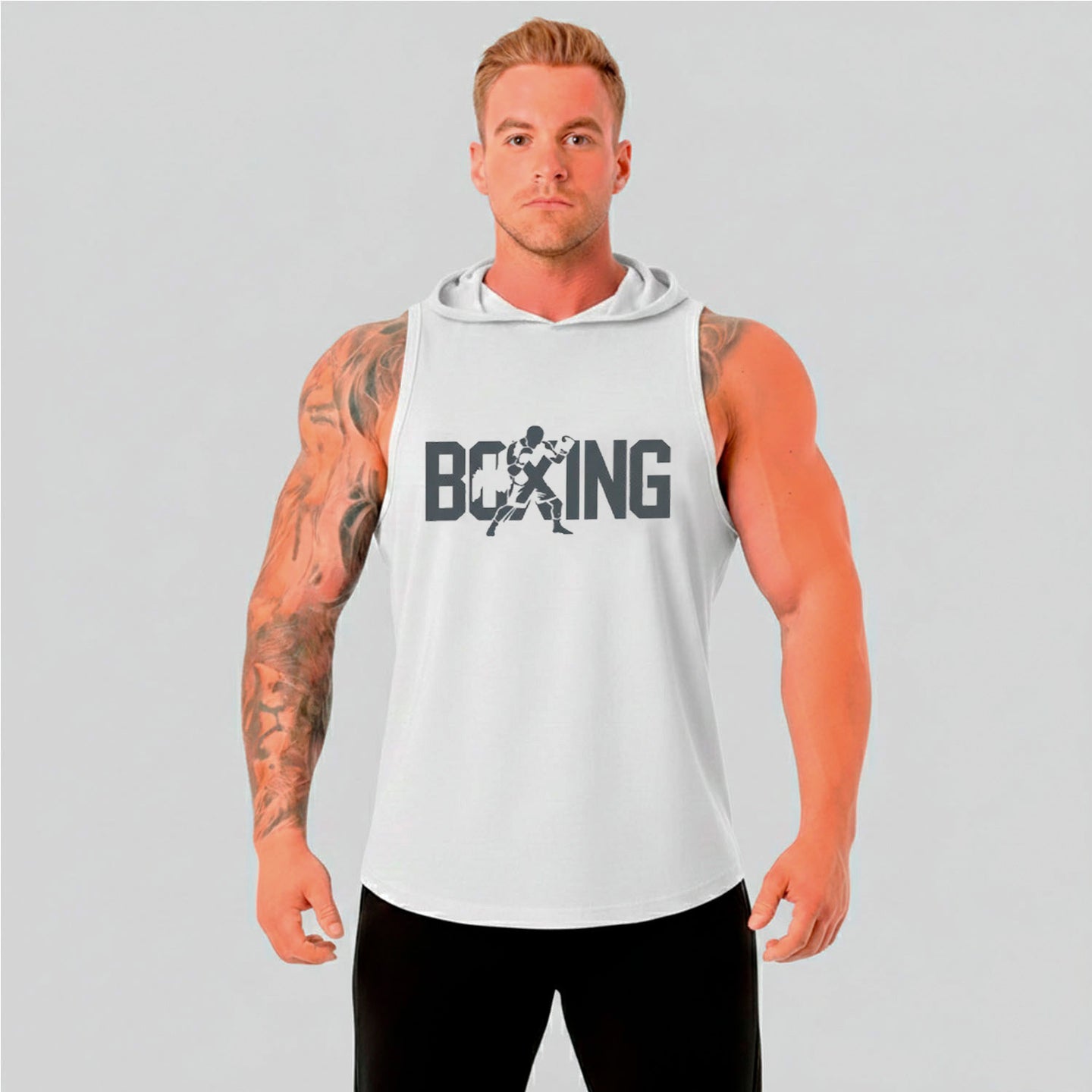 Polera Musculosa Boxing- Capucha White