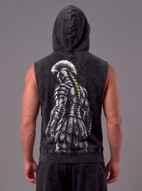 Sleeveless Hoodie Acid Wash Black — Agamenon