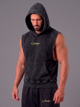 Sleeveless Hoodie Acid Wash Black — Agamenon
