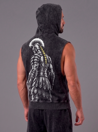 Sleeveless Hoodie Acid Wash Black — Agamenon