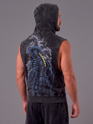 Sleeveless Hoodie Acid Wash Black  — Agamenon one