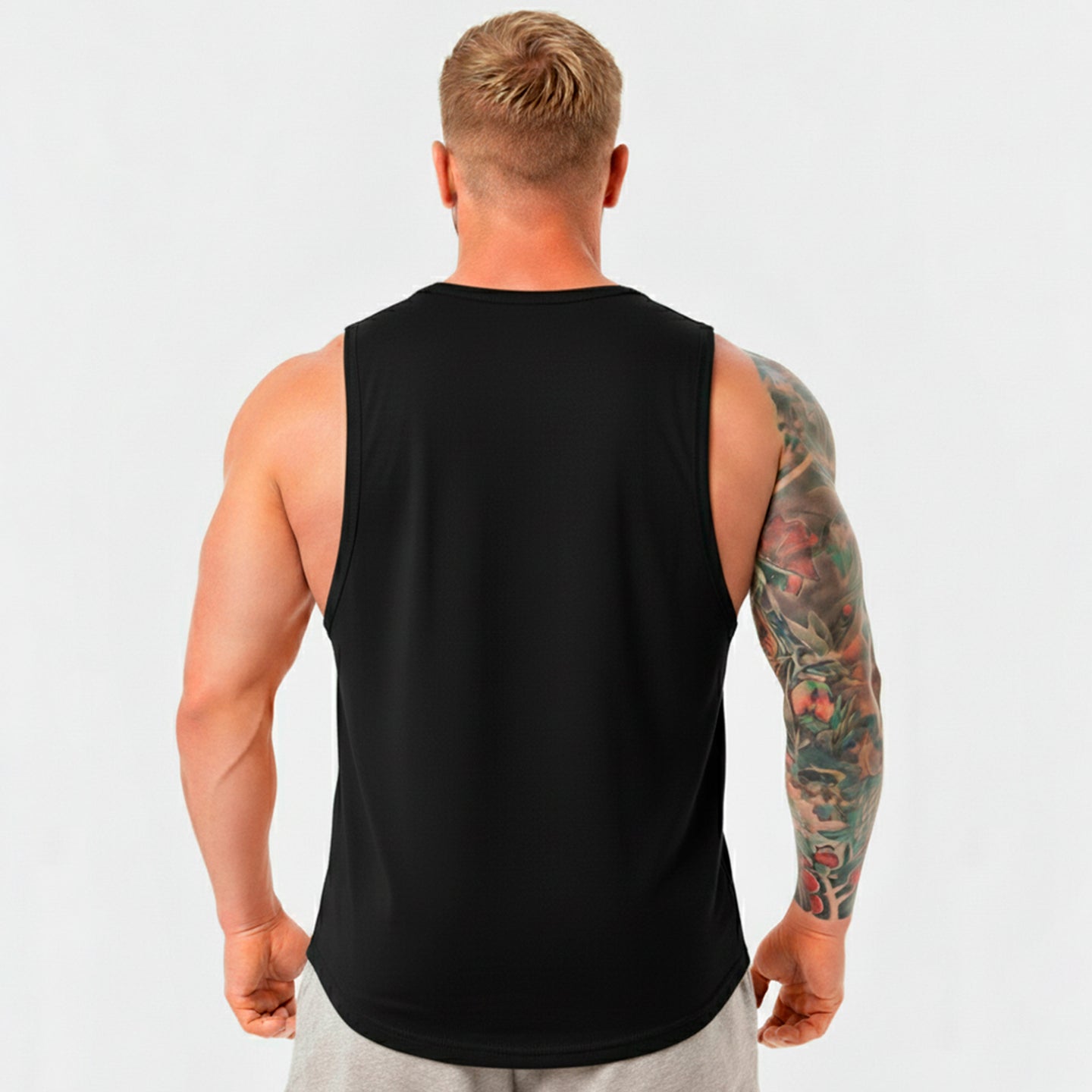 Polera musculosa cuello redondo faith negro