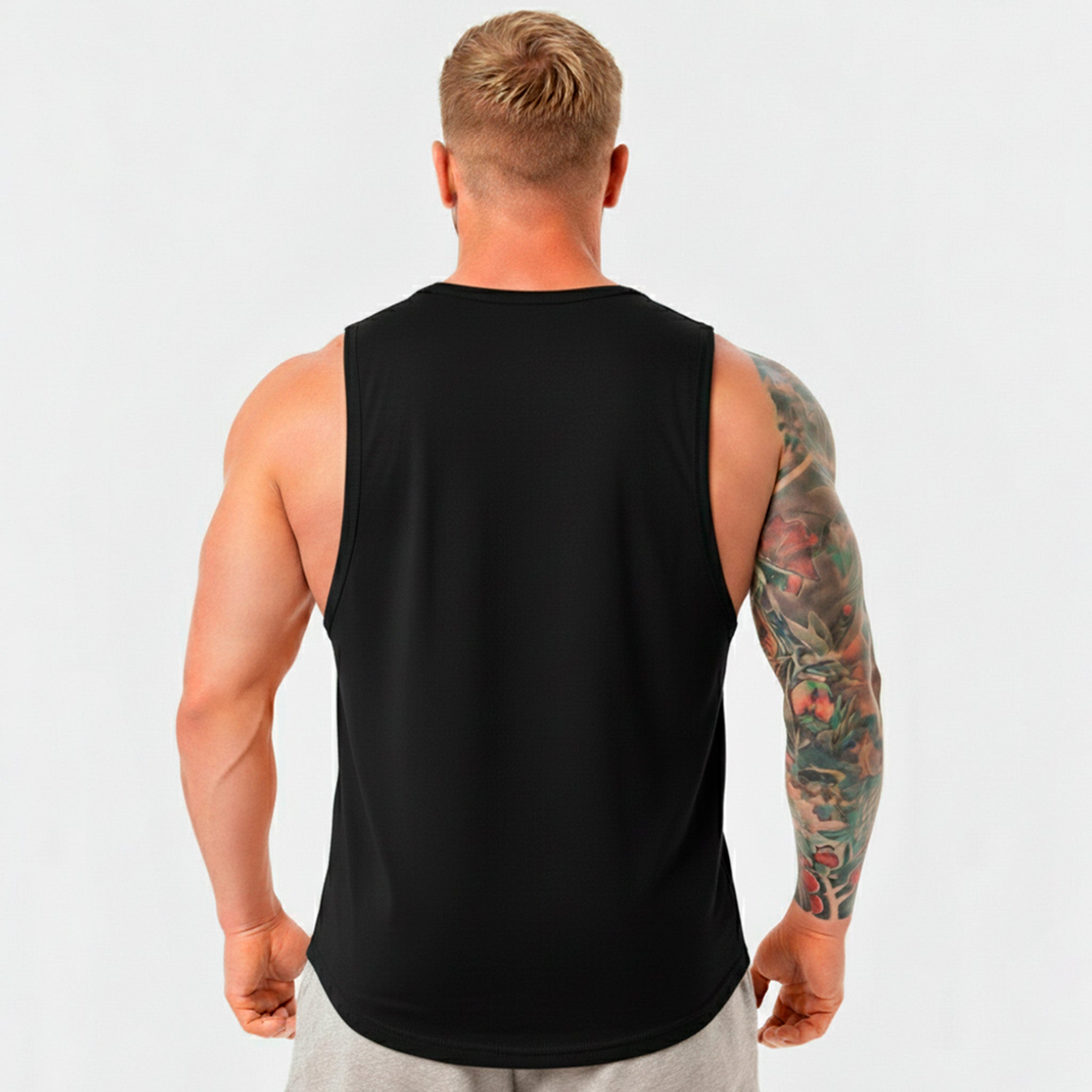 Polera musculosa lisa cuello redondo - negro