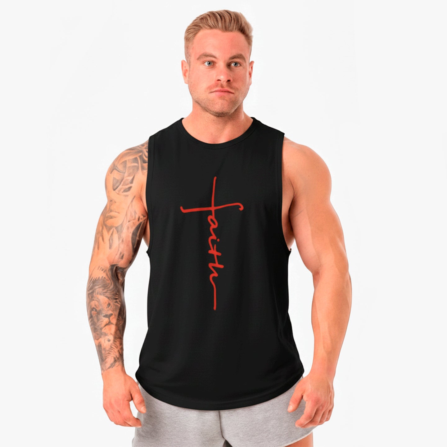 Polera musculosa cuello redondo faith negro