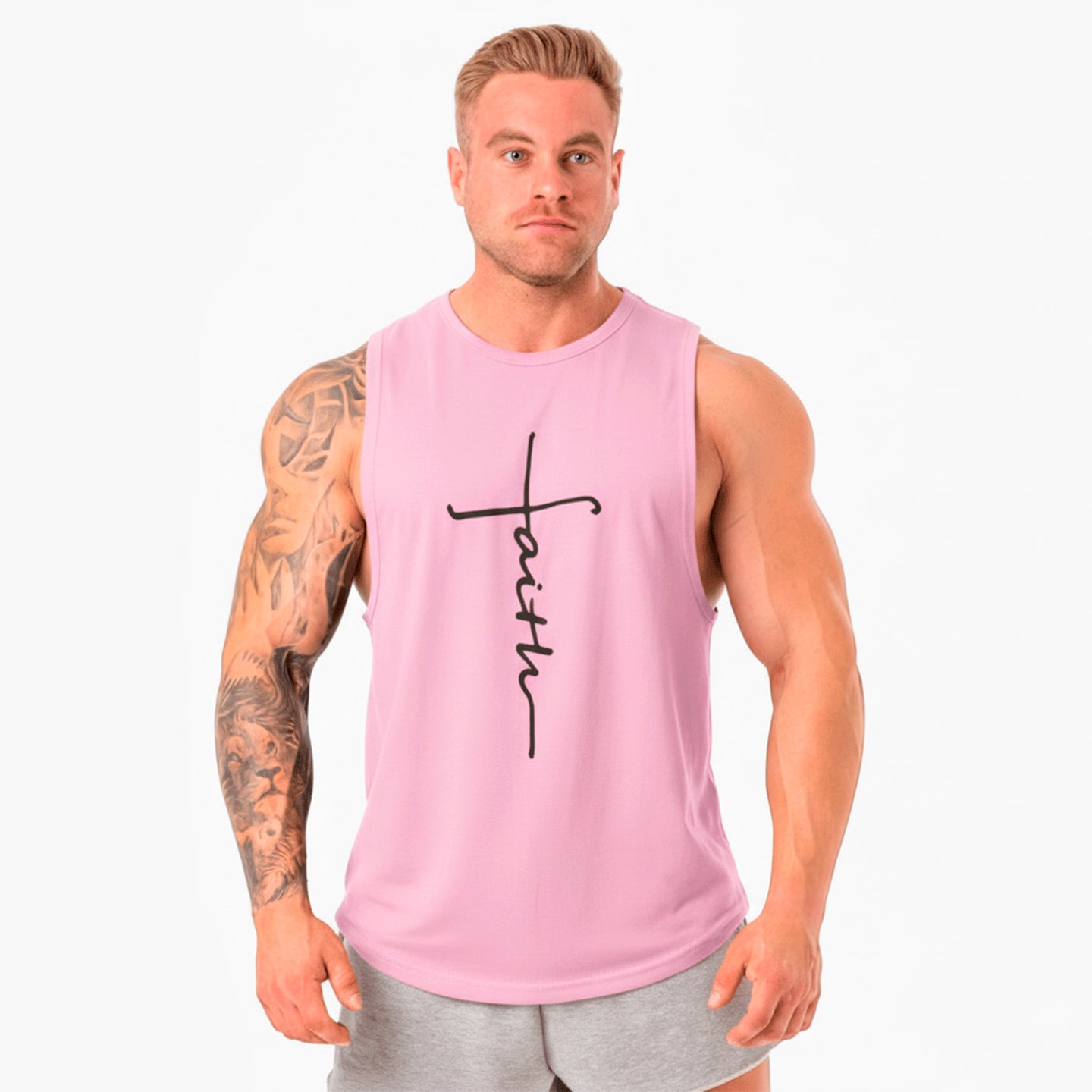 Polera musculosa cuello redondo faith palo rosa
