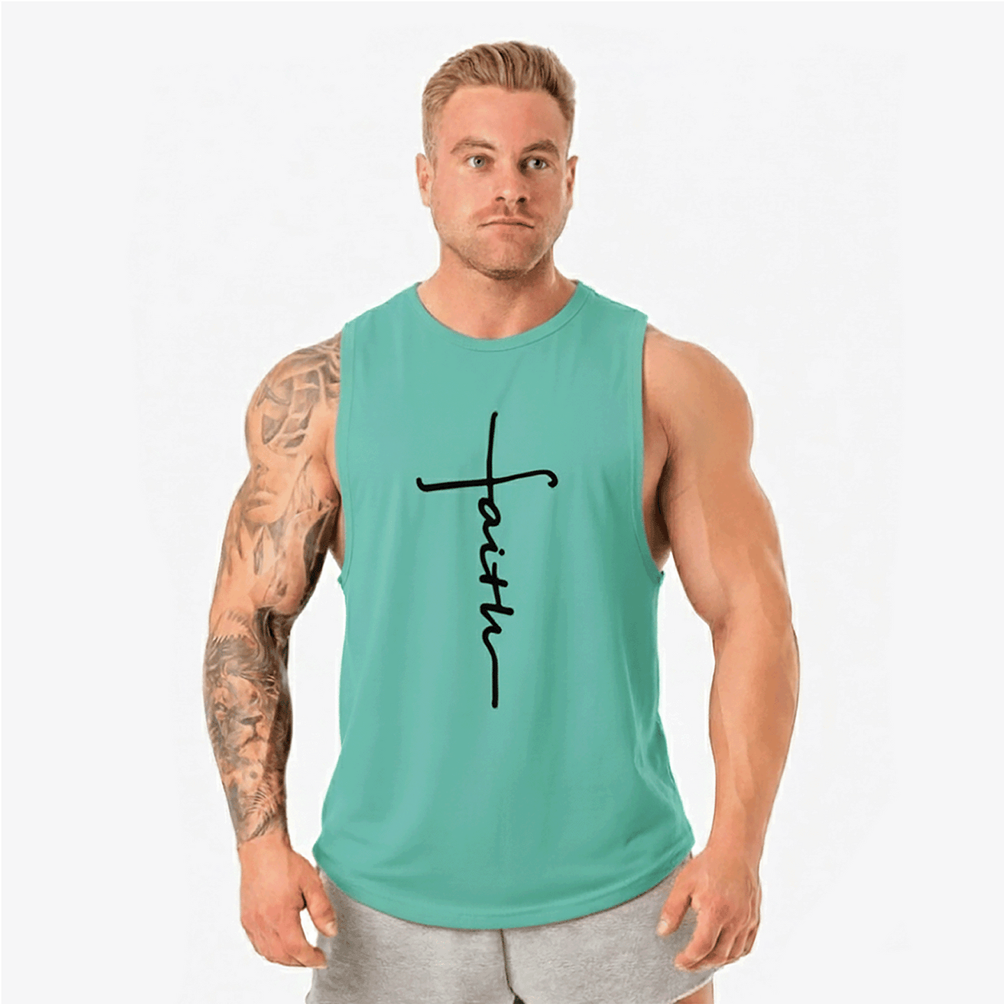 Polera musculosa cuello redondo verde agua