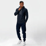 Polera Long Fit Capucha ademan lisa azul marino