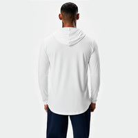 Polera Long Fit Capucha ademan lisa blanco