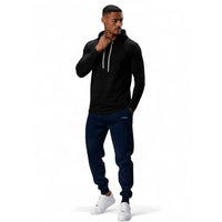 Polera Long Fit Capucha ademan lisa negro