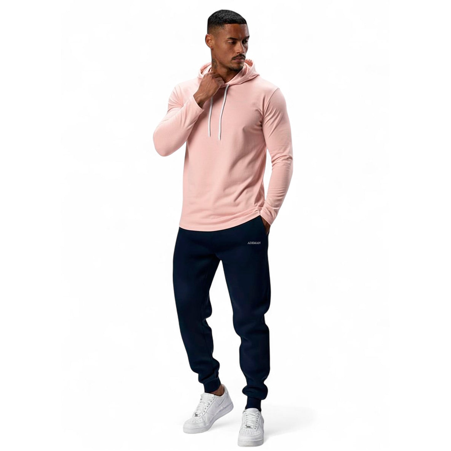 Polera Long Fit Capucha ademan lisa palo rosa